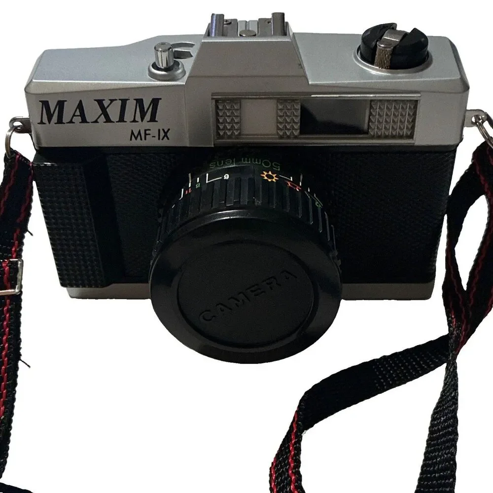 Vintage Maxim MF-1X 35mm Film Camera Tested Box Case Manual Strap Near Mint